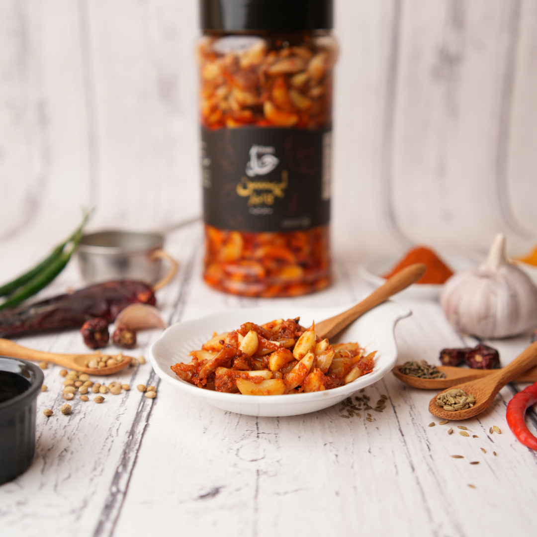 Garlic Achar – Traditional Garlic Pickle served in bowl