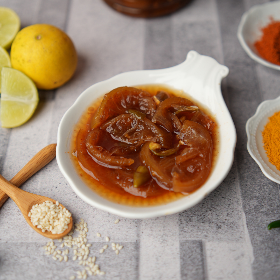 Lemon Achar – Traditional Lemon Pickle served in Bowl